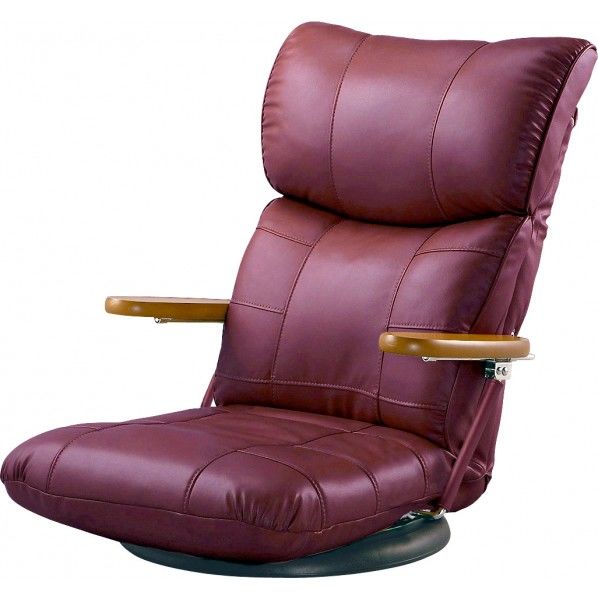 蓮 木肘スーパーソフトレザー座椅子 ワインレッド YS-C1364 1個 おすすめ特集 【後払い手数料無料】